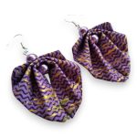 Moyo Leaf levendulalila textilékszer fülbevaló - hajtogatott levél formájú afrikai textilékszer