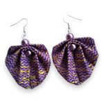 Moyo Leaf levendulalila textilékszer fülbevaló - hajtogatott levél formájú afrikai textilékszer