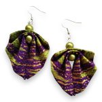 Moyo Leaf lila-zöld textilékszer fülbevaló