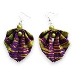 Moyo Leaf lila-zöld textilékszer fülbevaló