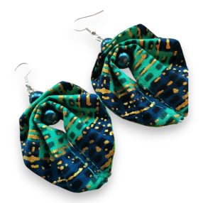 Moyo Leaf türkiz sötétkék fülbevaló