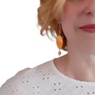 Narancssárga hosszú lógó kagylógyöngy fülbevaló