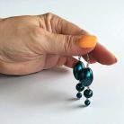 Sötét tengerkék elegáns gyöngyfülbevaló- hosszú lógó fülbevaló