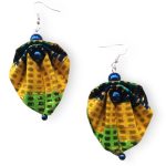 Moyo Leaf sárga zöld variáció textilékszer fülbevaló