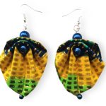 Moyo Leaf sárga zöld variáció textilékszer fülbevaló