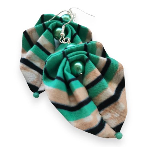 Moyo Leaf bézs türkiz fülbevaló 