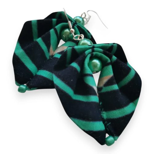 Moyo Leaf türkiz fekete csíkos fülbevaló 