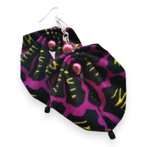 Moyo Leaf lila mintás fülbevaló 