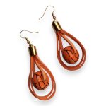 Színcsepp bőr fülbevaló narancs