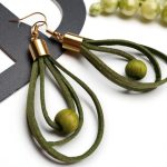 Színcsepp zöld bőr fülbevaló