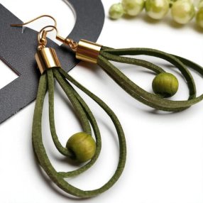 Színcsepp zöld bőr fülbevaló