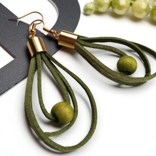 Színcsepp zöld bőr fülbevaló