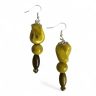   Nomad Spirit olívazöld rusztikus kerámia gyöngyfülbevaló