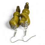 Nomad Spirit olívazöld rusztikus kerámia gyöngyfülbevaló