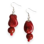 Nomad Spirit piros rusztikus kerámigyöngy fülbevaló