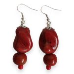 Nomad Spirit piros rusztikus kerámigyöngy fülbevaló