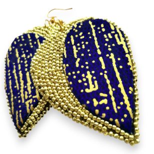 Aranyzuhatag gyöngyhímzett statement fülbevaló- egyedi textilékszer