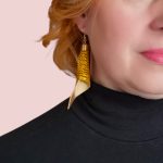 Piruett pink arany afrikai textil fülbevaló- valódi bőrrel készült textilékszer