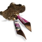 Piruett magenta márványos designer textillel kombinált bőr fülbevaló