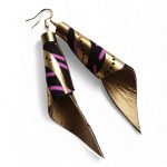 Piruett pink lendület fülbevaló- textilékszer valódi bőrrel