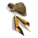 Piruett aranyfolyam fülbevaló-valódi bőrrel készült arany- napsárga textilékszer