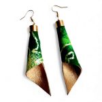 Piruett zöld tánc fülbevaló - prémium afrikai textil és bőr fúziója egy ékszerben