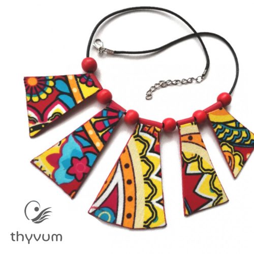 Tara Fiesta színes afrikai textil nyaklánc Thyvum