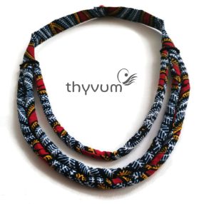   KIRI "Bors és chili" afrikai nyakék- kézműves textilékszer 