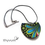 Florencia fekete zöld leveles medálos nyaklánc