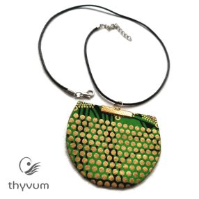 Florencia zöld arany nyomatos medálos textil nyaklánc 3