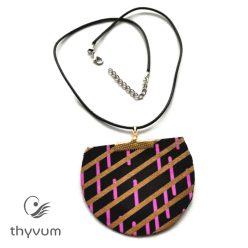   Florencia magenta arany geometrikus mintás textil nyaklánc 