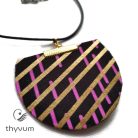 Florencia magenta arany geometrikus mintás textil nyaklánc 