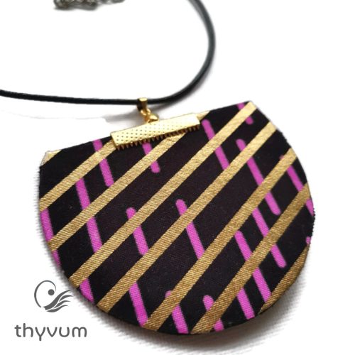 Florencia magenta arany geometrikus mintás textil nyaklánc 