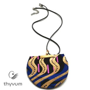   Florencia magenta kék arany nyomatos medálos textil nyaklánc 3