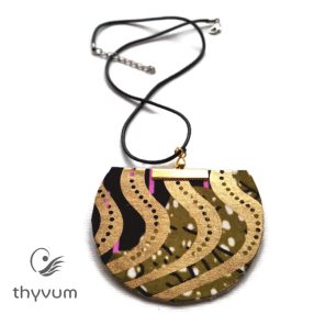   Florencia magenta oliva arany nyomatos medálos textil nyaklánc