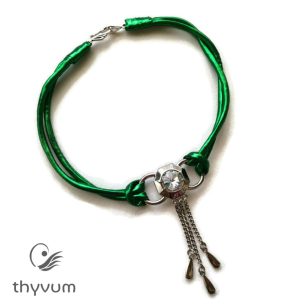 Nyaklánc strasszköves dekorral- zöld textilékszer