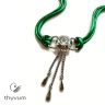 Nyaklánc strasszköves dekorral- zöld textilékszer