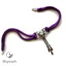 Nyaklánc strasszköves dekorral, lila textilékszer