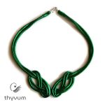 Duplacsavar fonott nyakék- zöld textilékszer