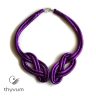Duplacsavar fonott nyakék- lila textilékszer
