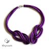 Duplacsavar fonott nyakék- lila textilékszer