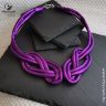 Duplacsavar fonott nyakék- lila textilékszer