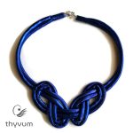 Duplacsavar fonott nyakék- királykék textilékszer