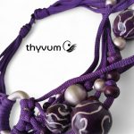 Bubblea lila nyaklánc, textilékszer festett óriásgyöngyökkel