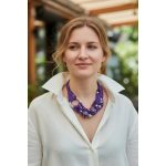 Bubblea lila nyaklánc, textilékszer festett óriásgyöngyökkel