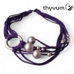 Bubblea lila fonal nyaklánc, textilékszer ezüstlila gyöngyökkel