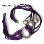 Bubblea lila fonal nyaklánc, textilékszer ezüstlila gyöngyökkel