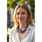 Bubblea lila fonal nyaklánc, textilékszer ezüstlila gyöngyökkel