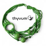 Bubblea élénk zöld fonal nyaklánc, textilékszer óriásgyöngyökkel