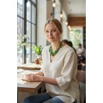 Bubblea élénk zöld fonal nyaklánc, textilékszer óriásgyöngyökkel